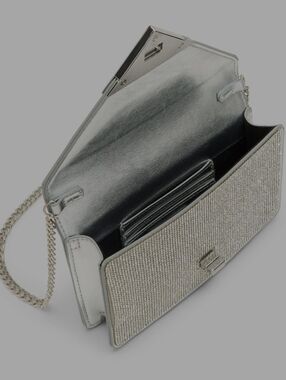 Aldo Silver Crystal-Embellished Chain Crossbody Clutch